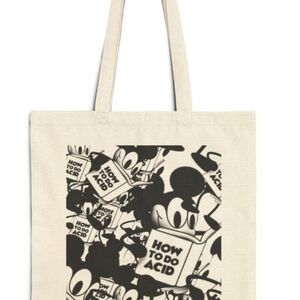 Cream Tote Bag with Cartoon Print